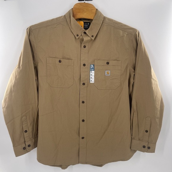 Carhartt Other - Carhartt Rugged Flex Men Flannel Long Sleeve Shirt Dark Khaki (Tan) Sz 2X-Large